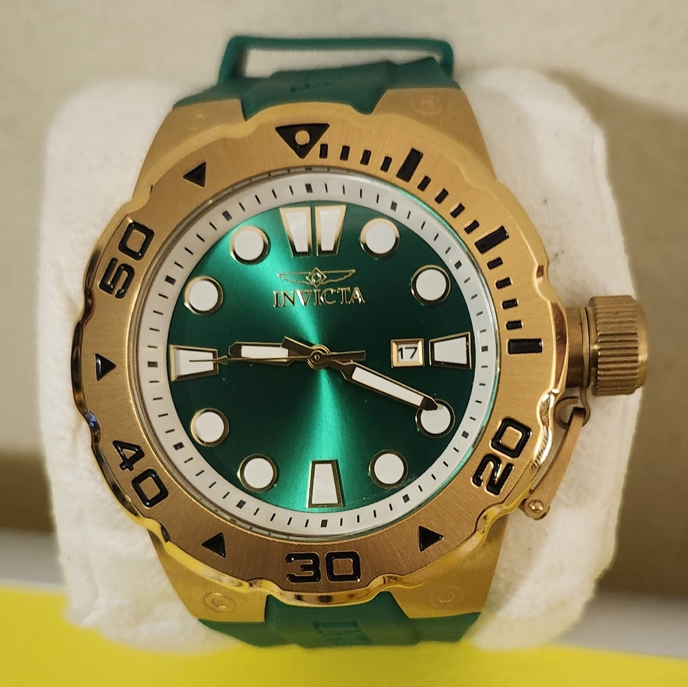 Invicta Gold Bezel Watch with Green Dial #36989